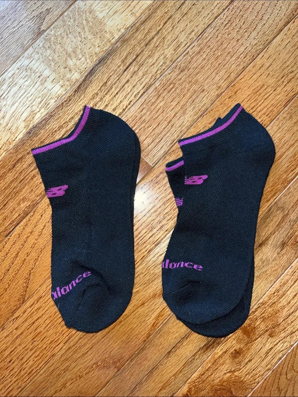 New Balance Black Ankle Socks with Purple Trim